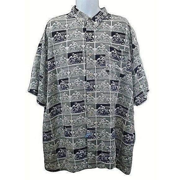 BDOWNBRAND Button Front Shirt 2XL Vintage Motorcycle Graphic Casual Streetwear - Picture 2 of 8